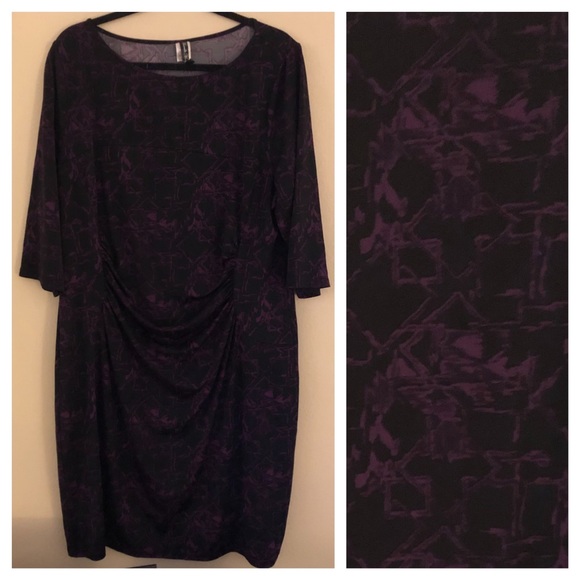 Marcelle Margaux Dresses & Skirts - Purple/Black Stretchy Midi Dress